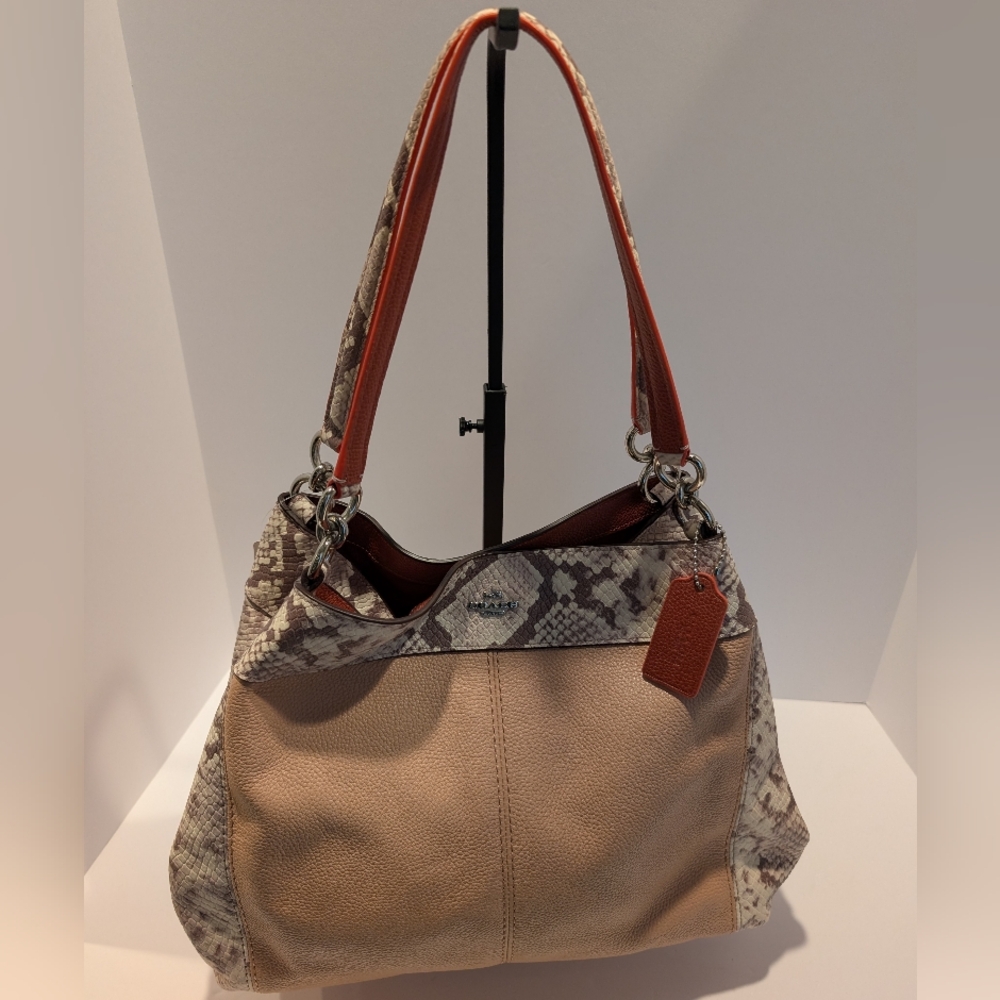 NWT Coach Lexy With Snakeskin Leather Exotic Trim Accents F13691